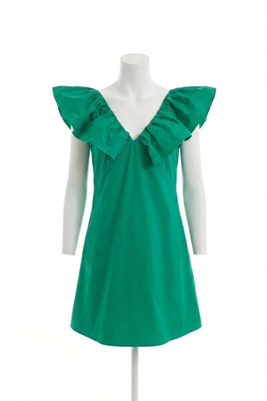 NEW COMPANIA FANTASTICA ruffle mini dress in green